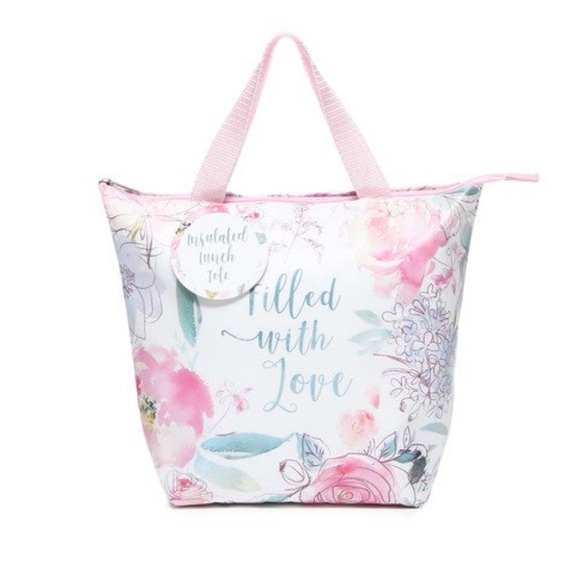 Set of Lunch Tote Water Bottle Filled w Love Pink - Picture 3 of 15